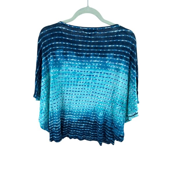 Lauren Ralph Lauren Petite Dolman Sleeve Linen Top Blue Ombre Stripe PL Oversize - Picture 2 of 6